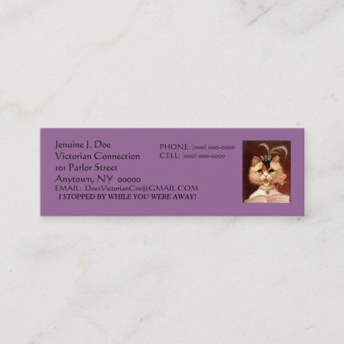 BEJEWELED VICTORIAN PARLOR CAT CALLINGCONTACT CRD MINI BUSINESS CARD