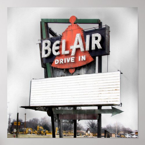 bel air drivein route 66 illinois poster