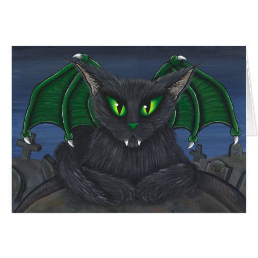 Bela Vampire Cat Gothic Fantasy Art Card (Front Horizontal)