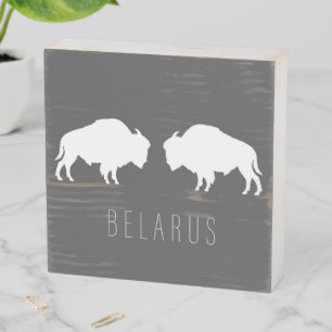 Belarus Беларусь Bison Зубр Зубры Wooden Box Sign