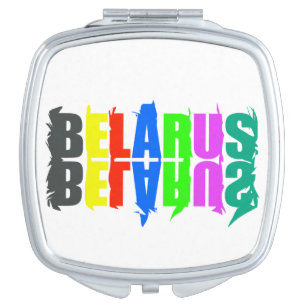 Belarus Беларусь Colourful Letters Happy Compact Mirror