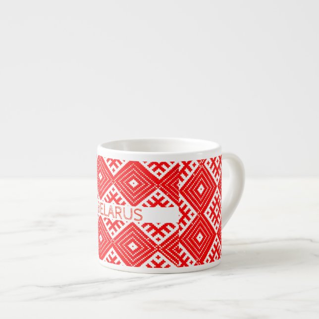Belarus Беларусь Folk Pattern Espresso Mug Cup (Front Right)
