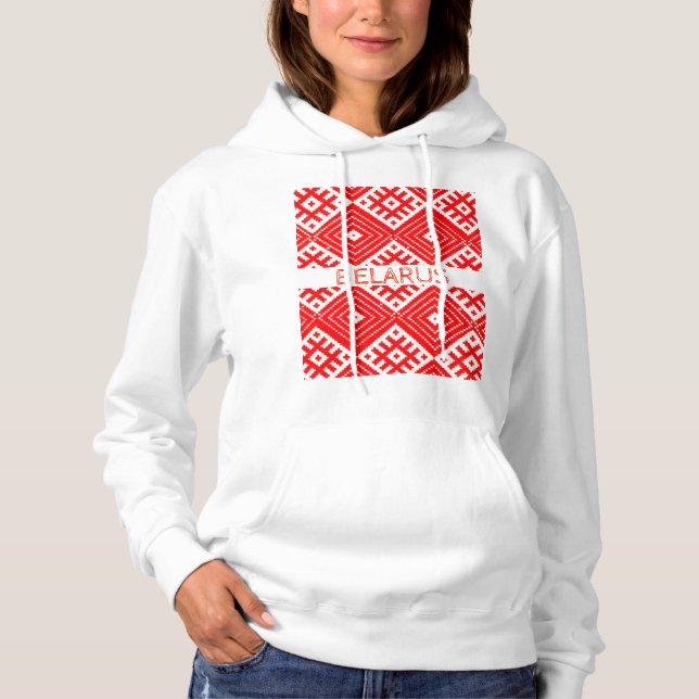 Belarus Беларусь Folk Pattern Hoodie Top (Front)