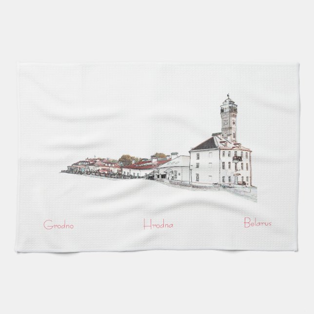 Belarus Беларусь Grodno Hrodna Гродно Kitchen Towel (Horizontal)
