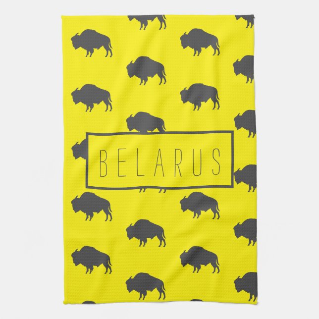 Belarus Belarusian Bison Зубр Беларусь Minimalism Kitchen Towel (Vertical)
