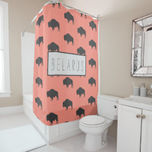 Belarus Belarusian Bison Зубр Беларусь Minimalism Shower Curtain