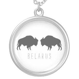 Belarus Belarusian Bison Зубр Беларусь Minimalism Silver Plated Necklace