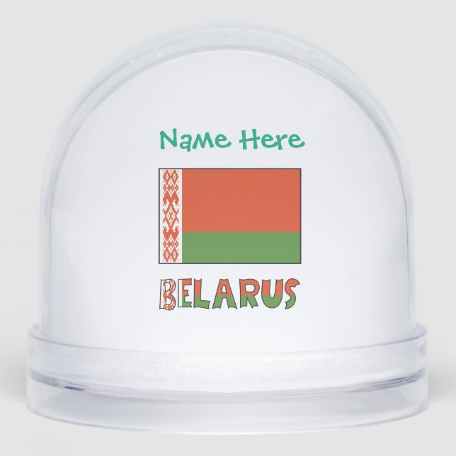 Belarus Belarusian Flag Green Personalized  Snow Globe (Front)
