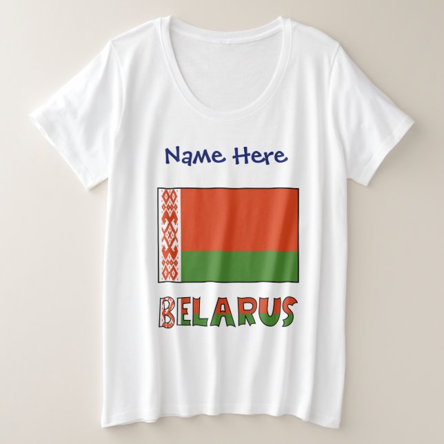Belarus Belarusian Flag Personalized  Plus Size T-Shirt (Design Front)