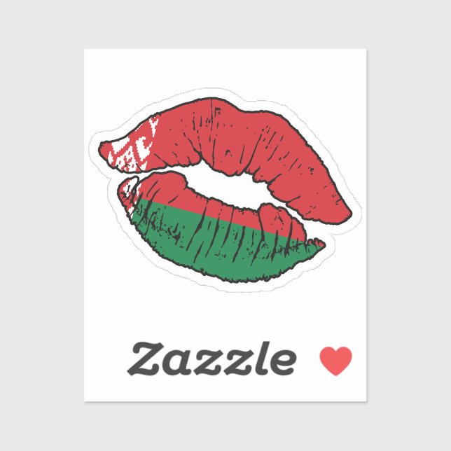 Belarus Belrussian Lipstick Love Flag Sticker (Sheet)