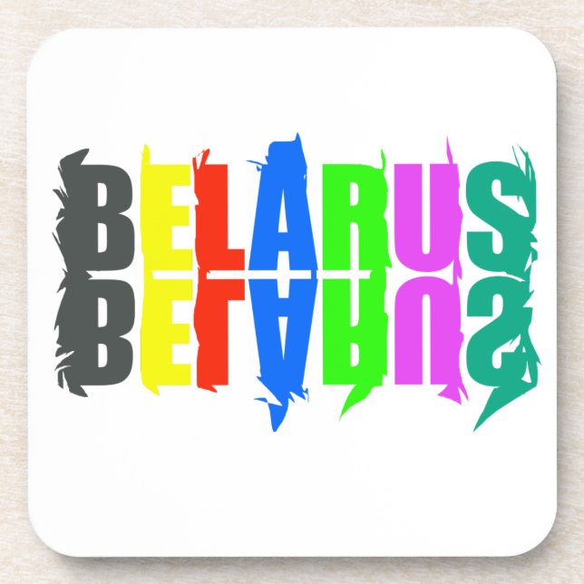 Belarus Colourful Happy Letters Beverage Coaster (Front)