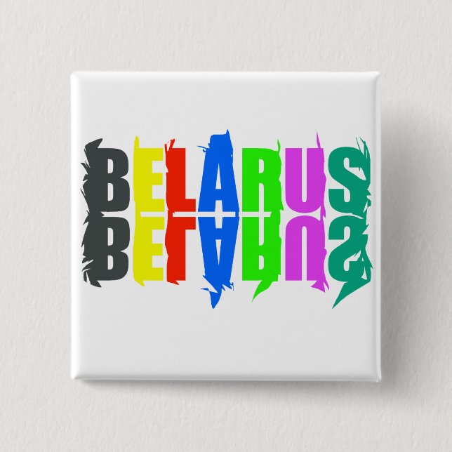 Belarus Colourful Happy Letters Button (Front)
