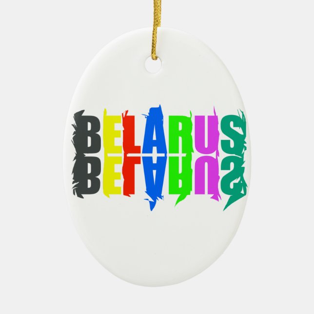 Belarus Colourful Happy Letters Ceramic Ornament (Front)