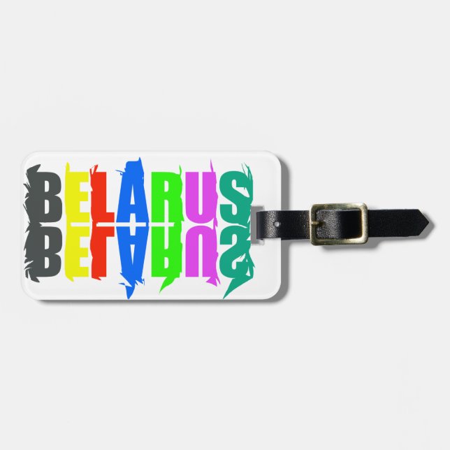 Belarus Colourful Happy Letters Luggage Tag (Front Horizontal)