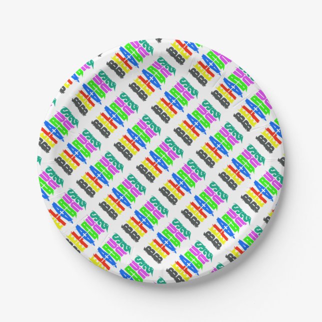 Belarus Colourful Happy Letters Paper Plates (Front)