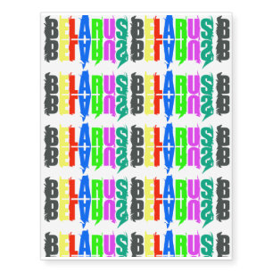 Belarus Colourful Happy Letters Temporary Tattoos