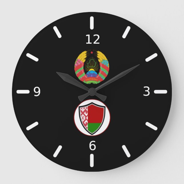 Belarus flag-coat arms large clock (Front)