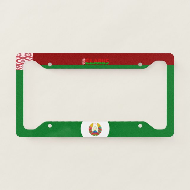 Belarus flag-coat of arms license plate frame (Front)