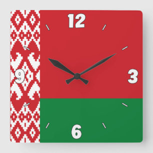 Belarus Flag Dazzling Patriotic Square Wall Clock