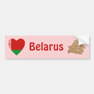 Belarus Flag Heart + Map Bumper Sticker