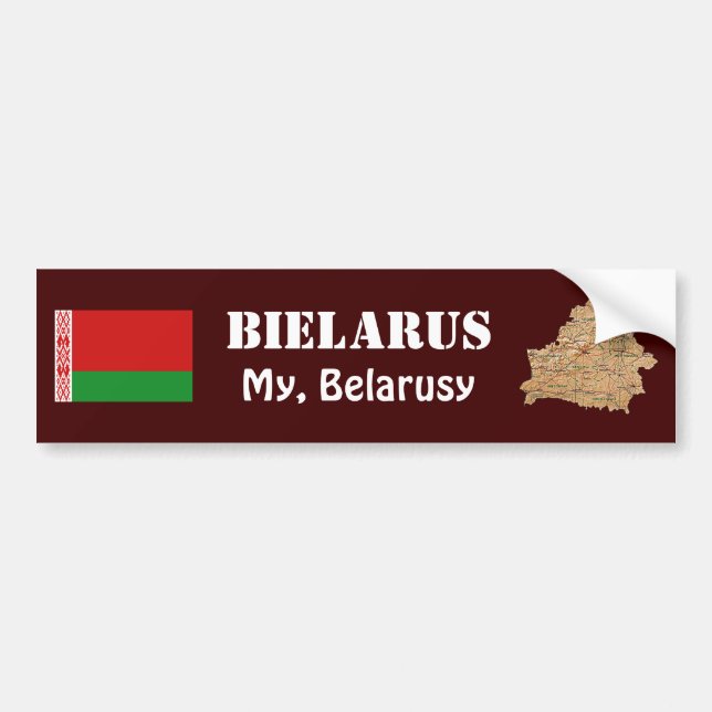 Belarus Flag + Map Bumper Sticker (Front)