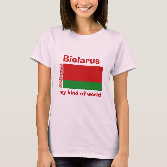 Belarus Flag + Map + Text T-Shirt (Front)