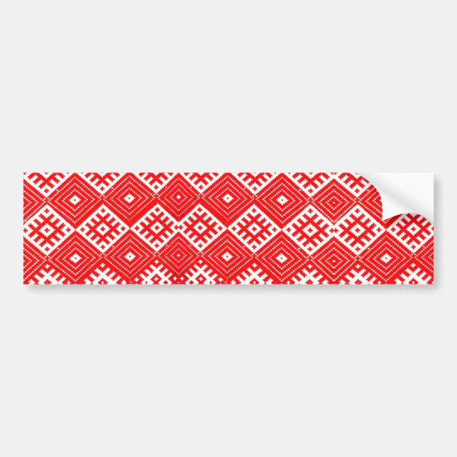 Belarus Folk Red White Pattern Bumper Sticker (Front)