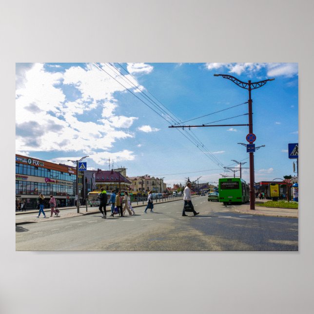 Belarus Grodno City Cityscape Architecture People Poster (Front)