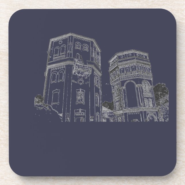 Belarus Grodno Water Towers Beverage Coaster (Front)