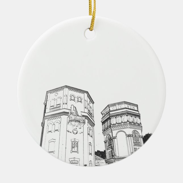 Belarus Grodno Water Towers Ceramic Ornament (Front)