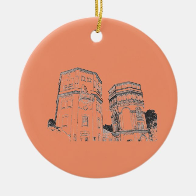 Belarus Grodno Water Towers Ceramic Ornament (Front)
