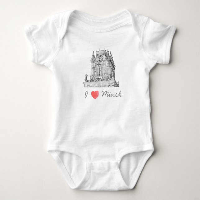 Belarus I Love Minsk City Gates Architecture Baby Bodysuit (Front)