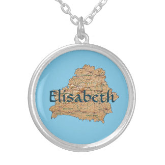 Belarus Map + Name Necklace