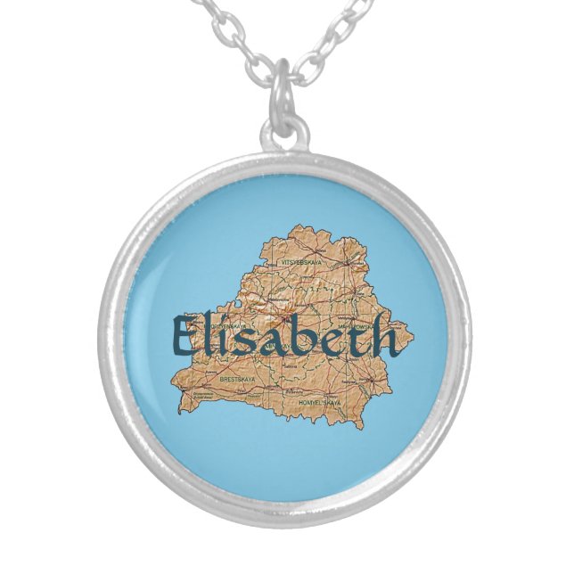 Belarus Map + Name Necklace (Front)
