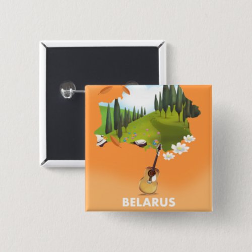 Belarus Map travel poster Button