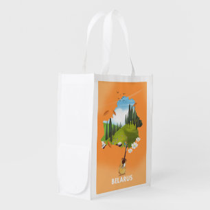 Belarus Map travel poster. Grocery Bag