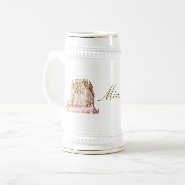 Belarus Minsk Architecture Wall Clock Beer Stein (Front Left)