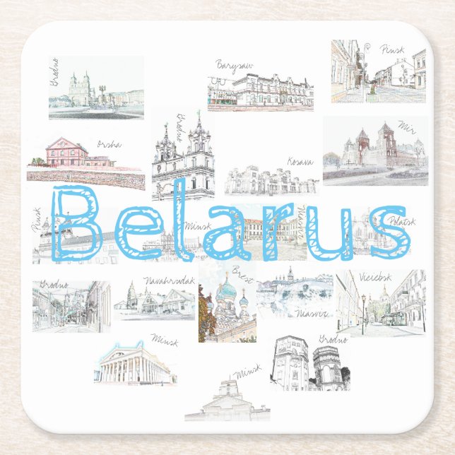 Belarus Minsk Brest Architecture Paper Coaster (Front)