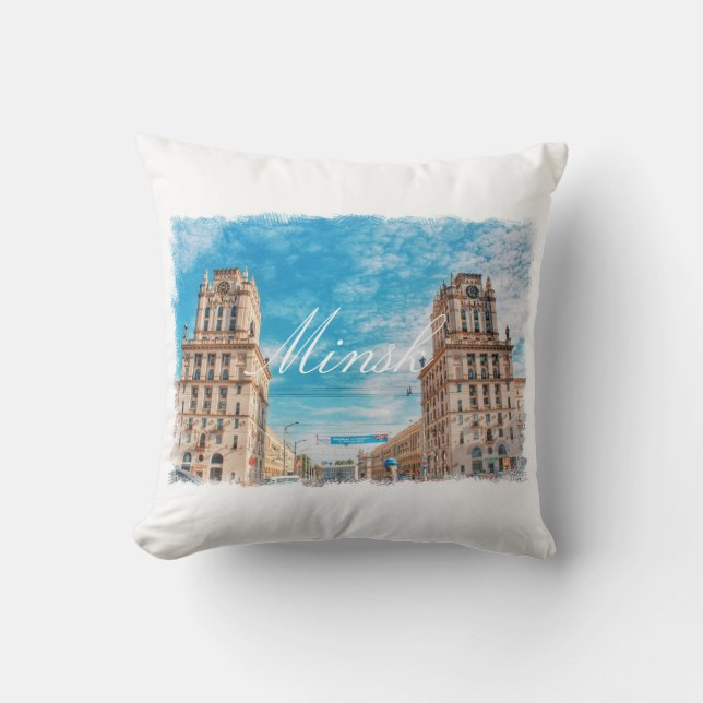 Belarus Minsk City Architecture Throw Pillow (Front)