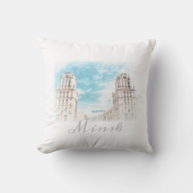 Belarus Minsk View Architecture Throw Pillow (Front)