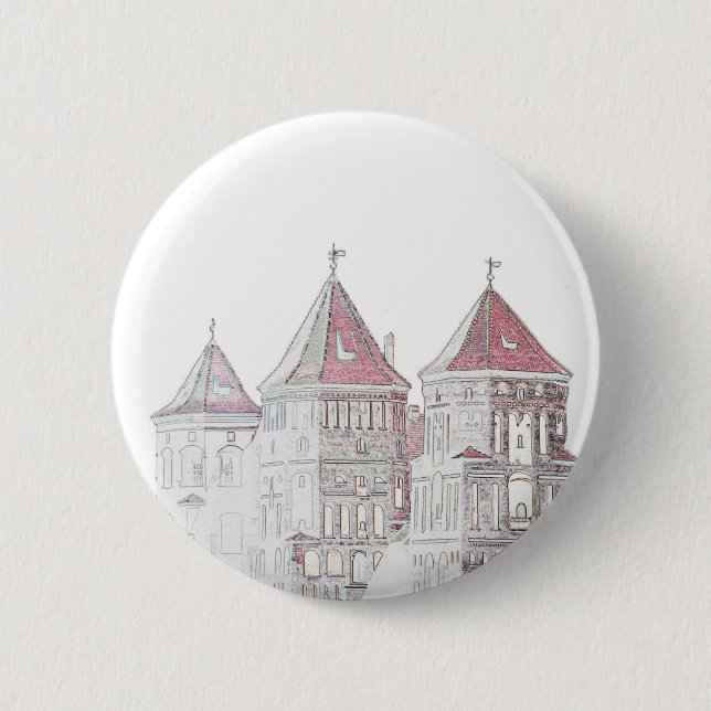 Belarus Mir Castle Architecture Button (Front)