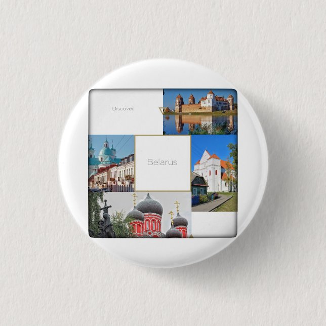 Belarus Mir Castle Architecture Button Pin (Front)