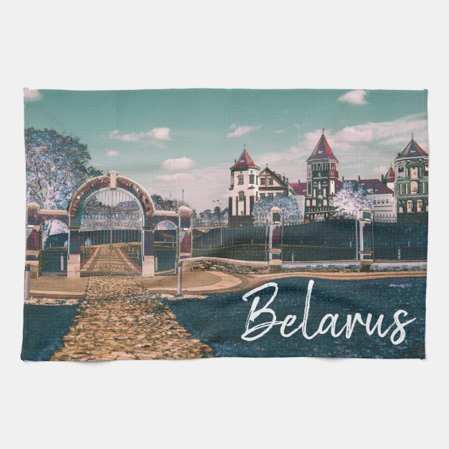 Belarus Mir Castle Architecture Landscape Kitchen Towel (Horizontal)
