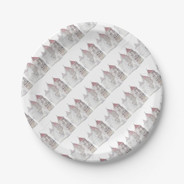 Belarus Mir Castle Architecture Paper Plates (Front)