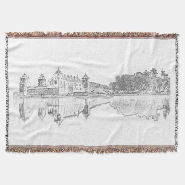 Belarus Mir Castle Cityscape Travel Throw Blanket (Front)