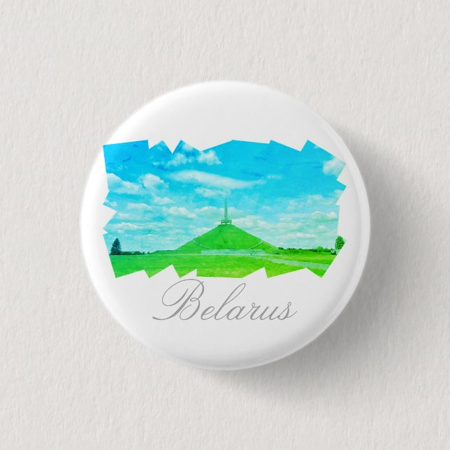 Belarus Mound of Glory Architecture Button Pin (Front)