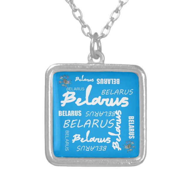Belarus National Corn Flower Silver Plated Necklace (Front)