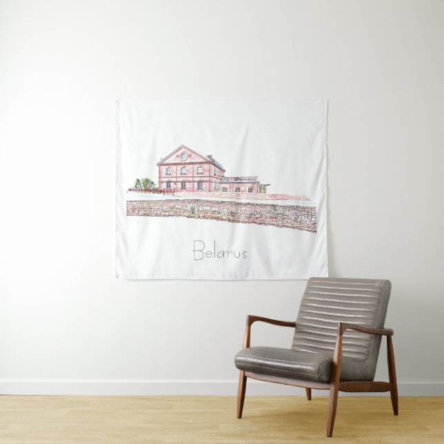 Belarus Orsha Architecture City Sketch Tapestry (In Situ (Horizontal))