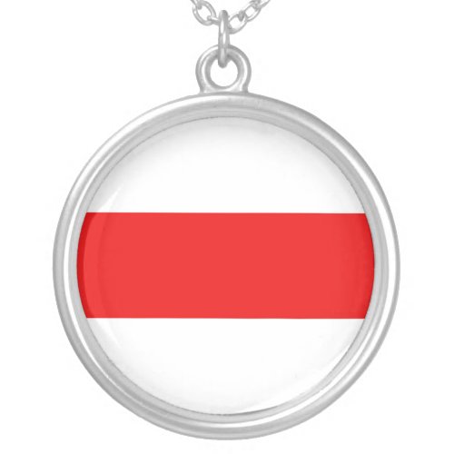 Belarus protest flag symbol red white revolution f silver plated necklace