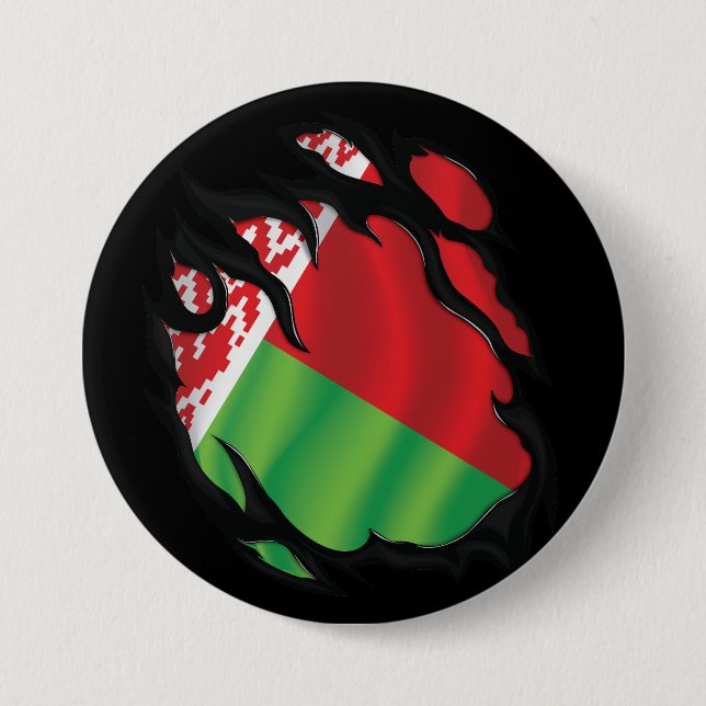 Belarus Ripped Flag Button (Front)